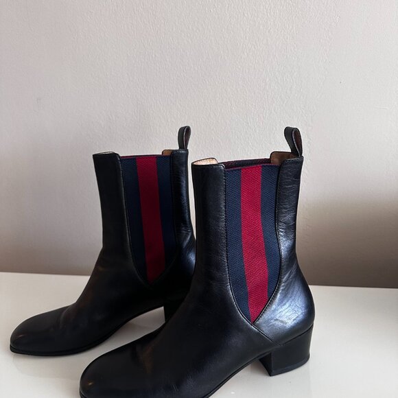Gucci Black Striped Chelsea booties size 37.5 - Picture 12 of 12